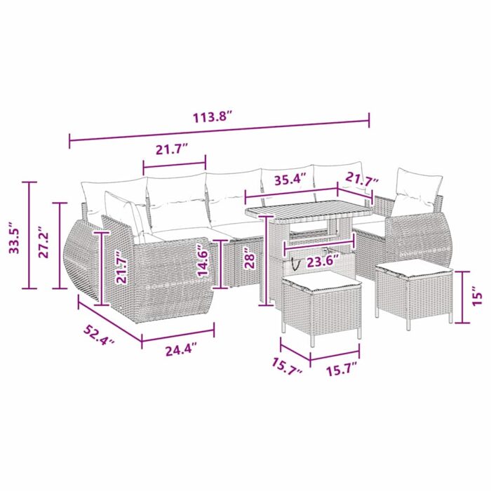 Gartensofa-set 10 pcs Schwarz Poly-Rattan – Bild 12