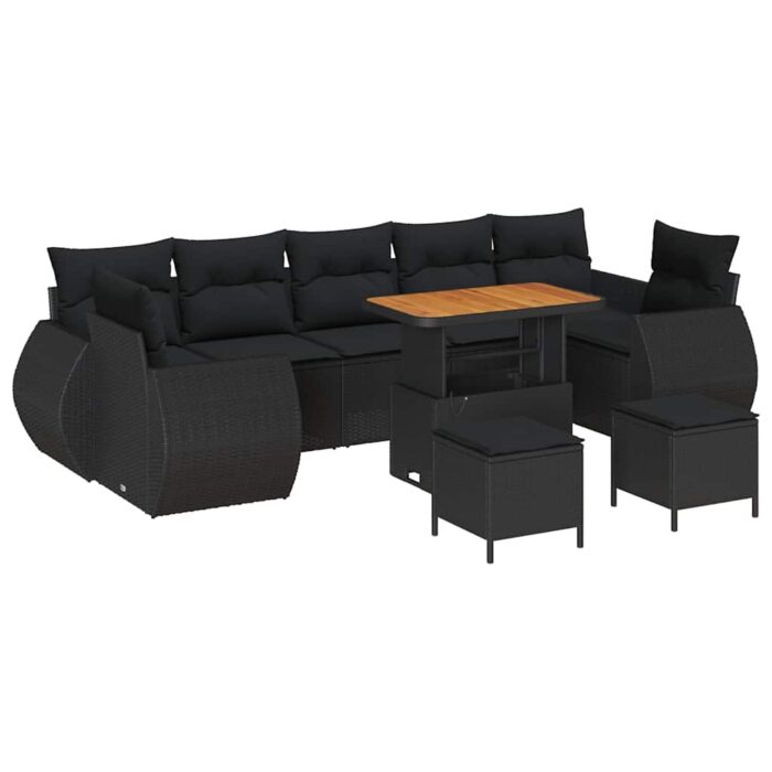 Gartensofa-set 10 pcs Schwarz Poly-Rattan – Bild 2