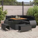 Gartensofa-set 8 pcs Schwarz Poly-Rattan
