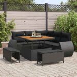 Gartensofa-set 8 pcs Schwarz Poly-Rattan