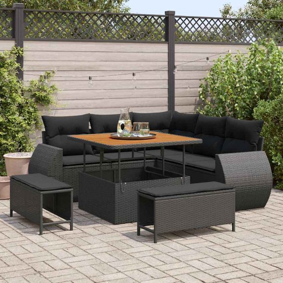 3361864_1.jpg Gartensofa-set 8 pcs Schwarz Poly-Rattan – Bild 1