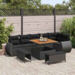 Gartensofa-set 9 pcs Schwarz Poly-Rattan