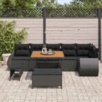 Gartensofa-set 9 pcs Schwarz Poly-Rattan – Bild 3
