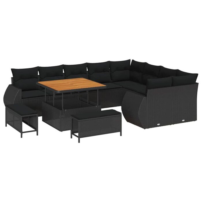 Gartensofa-set 12 pcs Schwarz Poly-Rattan – Bild 2