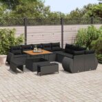 Gartensofa-set 13 pcs Schwarz Poly-Rattan