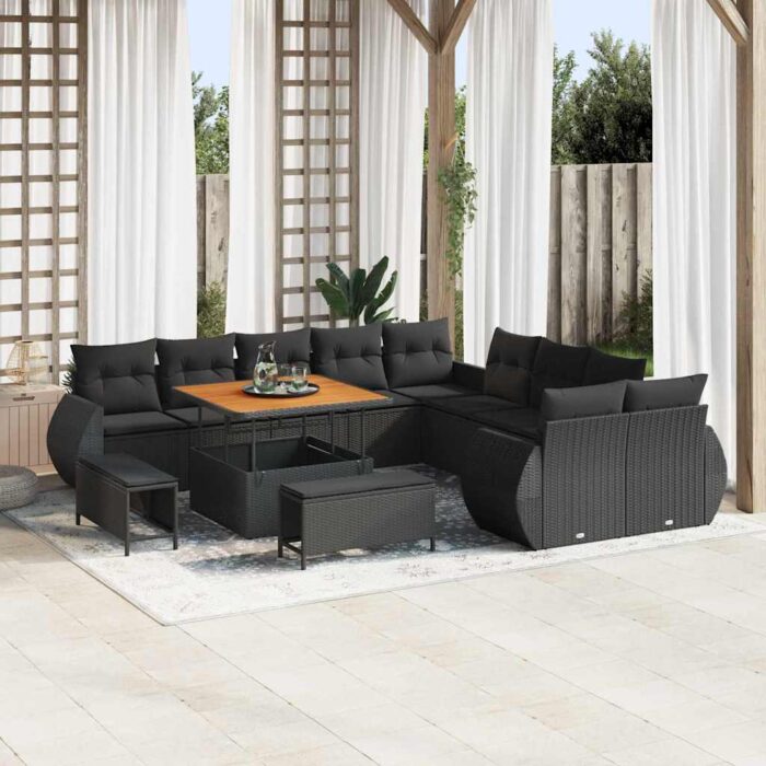 Gartensofa-set 13 pcs Schwarz Poly-Rattan – Bild 3