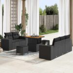 Gartensofa-set 8 pcs Schwarz Poly-Rattan