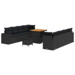 Gartensofa-set mit Kissen 11 pcs Schwarz Poly-Rattan – Bild 2