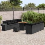 Gartensofa-set mit Kissen 11 pcs Schwarz Poly-Rattan – Bild 3