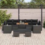 Garten-Sofa-Set 10 pcs Schwarz Poly-Rattan – Bild 3