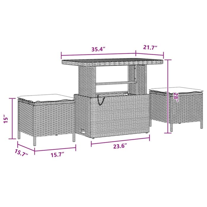 Garten-Sofa-Set 10 pcs Schwarz Poly-Rattan – Bild 9