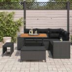 Gartensofa-set mit Kissen 8 pcs Schwarz Poly-Rattan – Bild 3