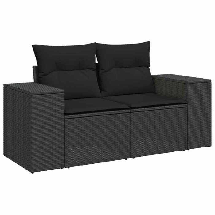 Gartensofa-set mit Kissen 9 pcs Schwarz Poly-Rattan – Bild 4