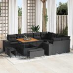 Gartensofa-set mit Kissen 12 pcs Schwarz Poly-Rattan