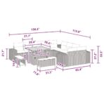 Gartensofa-set mit Kissen 13 pcs Schwarz Poly-Rattan – Bild 12