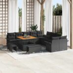 Gartensofa-set mit Kissen 13 pcs Schwarz Poly-Rattan