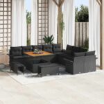 Gartensofa-set mit Kissen 13 pcs Schwarz Poly-Rattan