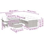 Gartensofa-set mit Kissen 13 pcs Schwarz Poly-Rattan – Bild 12