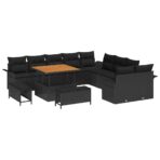 Gartensofa-set mit Kissen 13 pcs Schwarz Poly-Rattan – Bild 2