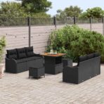 Gartensofa-set mit Kissen 9 pcs Schwarz Poly-Rattan – Bild 3
