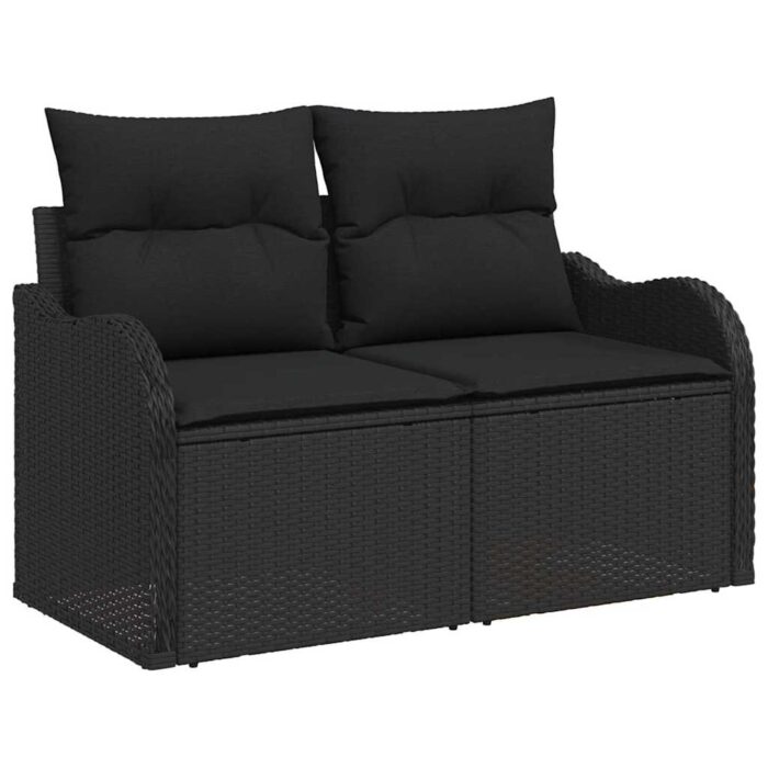 Gartensofa-set mit Kissen 9 pcs Schwarz Poly-Rattan – Bild 6