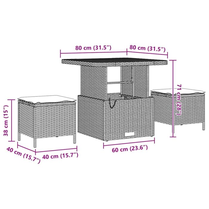 Gartensofa-set mit Kissen 9 pcs Schwarz Poly-Rattan – Bild 9