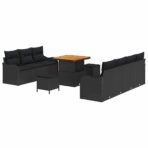 Gartensofa-set mit Kissen 10 pcs Schwarz Poly-Rattan – Bild 2