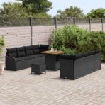Gartensofa-set mit Kissen 11 pcs Schwarz Poly-Rattan – Bild 3
