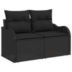 Gartensofa-set mit Kissen 11 pcs Schwarz Poly-Rattan – Bild 6