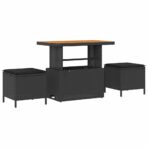 Gartensofa-set mit Kissen 10 pcs Schwarz Poly-Rattan – Bild 4