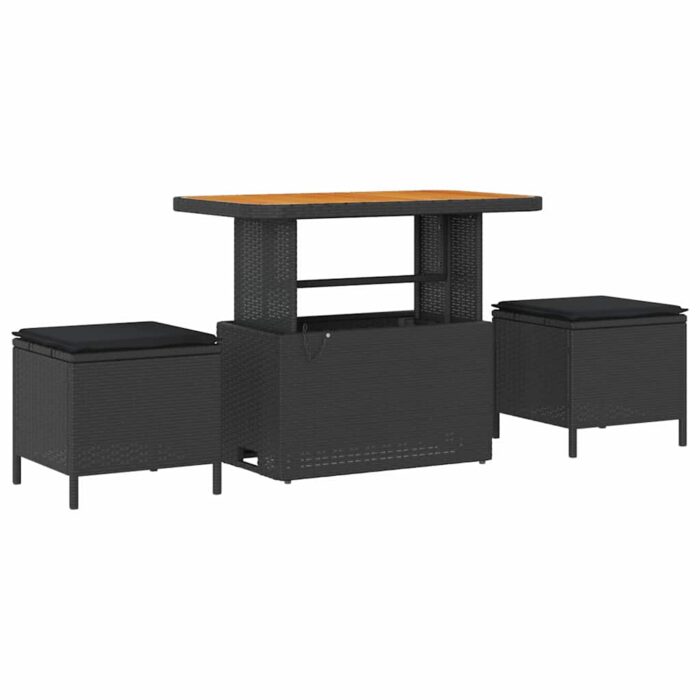 Gartensofa-set mit Kissen 10 pcs Schwarz Poly-Rattan – Bild 4