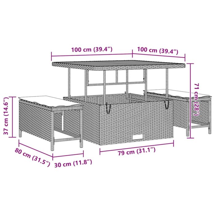 Gartensofa-set mit Kissen 8 pcs Schwarz Poly-Rattan – Bild 10