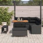 Gartensofa-set mit Kissen 8 pcs Schwarz Poly-Rattan – Bild 3