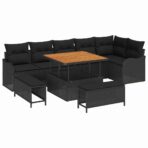 Gartensofa-set mit Kissen 9 pcs Schwarz Poly-Rattan – Bild 2