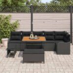 Gartensofa-set mit Kissen 9 pcs Schwarz Poly-Rattan – Bild 3