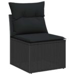 Gartensofa-set mit Kissen 9 pcs Schwarz Poly-Rattan – Bild 5