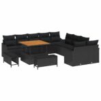 Garten-Sofa-Set 13 pcs Schwarz Poly-Rattan – Bild 2