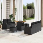 Gartensofa-set mit Kissen 8 pcs Schwarz Poly-Rattan