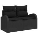 Gartensofa-set mit Kissen 8 pcs Schwarz Poly-Rattan – Bild 5