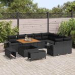 Gartensofa-set mit Kissen 13 pcs Schwarz Poly-Rattan – Bild 3