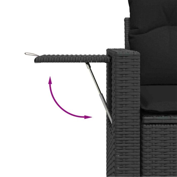 Gartensofa-set mit Kissen 13 pcs Schwarz Poly-Rattan – Bild 12