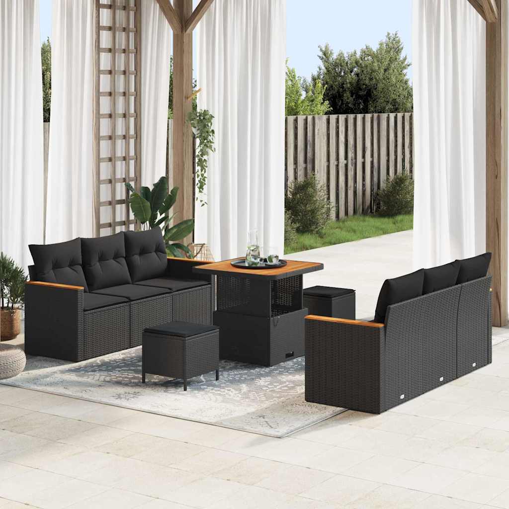 3364944_1.jpg Gartensofa-set mit Kissen 11 pcs Schwarz Poly-Rattan – Bild 1