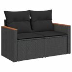 Gartensofa-set mit Kissen 11 pcs Schwarz Poly-Rattan – Bild 5
