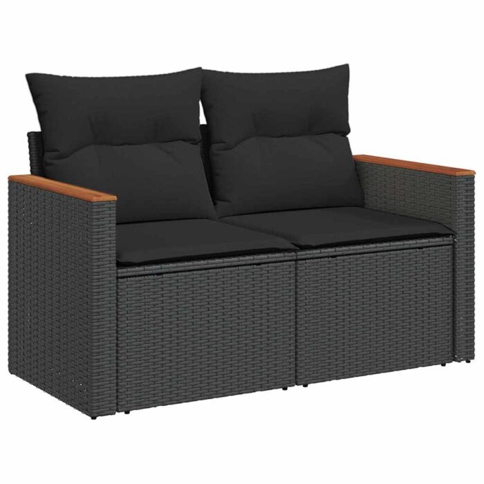Gartensofa-set mit Kissen 11 pcs Schwarz Poly-Rattan – Bild 5