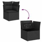 Gartensofa-set mit Kissen 11 pcs Schwarz Poly-Rattan – Bild 13