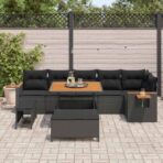 Gartensofa-set mit Kissen 11 pcs Schwarz Poly-Rattan – Bild 3