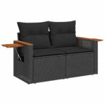 Gartensofa-set mit Kissen 11 pcs Schwarz Poly-Rattan – Bild 6