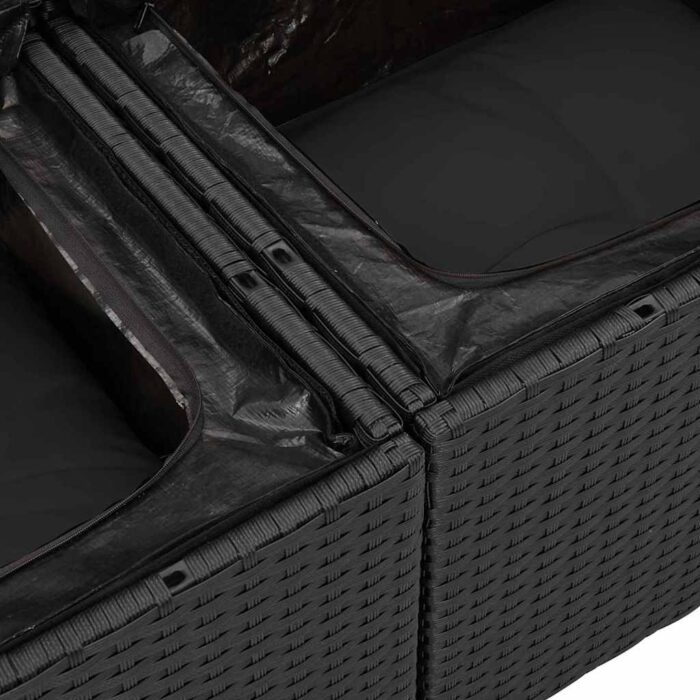 Gartensofa-set mit Kissen 11 pcs Schwarz Poly-Rattan – Bild 9