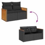 Gartensofa-set mit Kissen 12 pcs Schwarz Poly-Rattan – Bild 12