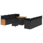 Gartensofa-set mit Kissen 12 pcs Schwarz Poly-Rattan – Bild 2